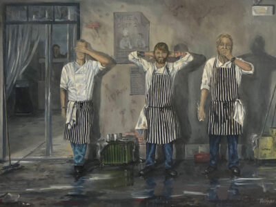 A Chefs Life. See No Evil, Hear No Evil, Speak No Evil. Oil on Canvas Richard Stuttle