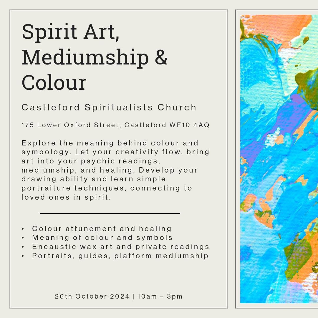 Spirit art mediumship and colour workshop, Castleford spiritualists church snu